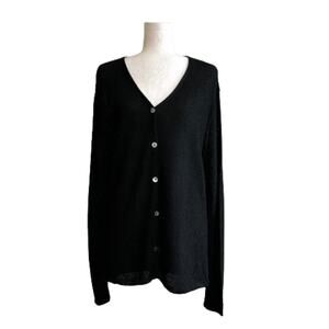 Chicos Design Black Open Weave Knit Button Front Cardigan Sweater Size M/L
